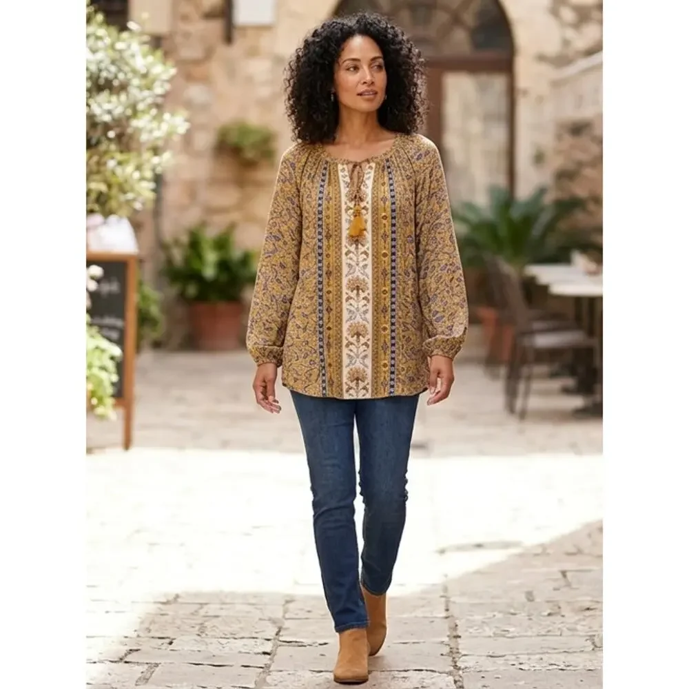 Mason & Belle JFPW5AM1C9 Embroidered Tasselled Peasant Women Size 2X